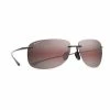 Maui Jim Hikina Polarized Sunglasses Gloss Black Frame Maui Rose Lens -Outlet Golf Rangefinders Store hikina 20maui 20rose